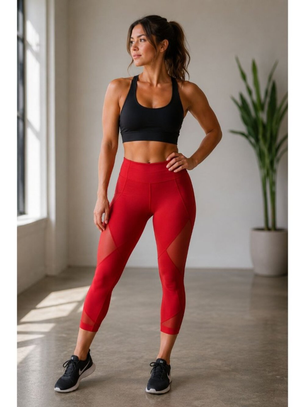 Pilates Princess Luxury Gymwear Athleta Aura Sonar Red Mesh Capri Leggings |  S